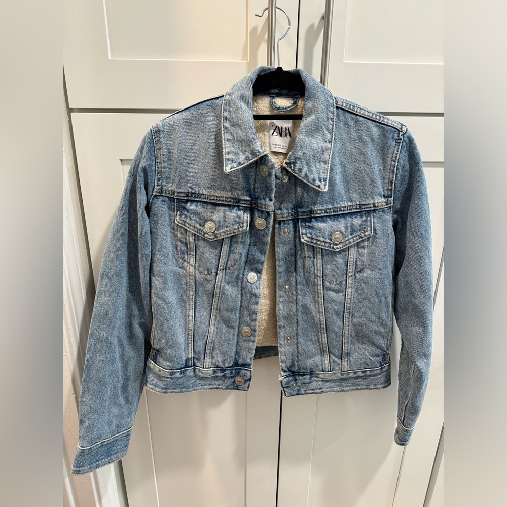 Zara Sherpa lined denim jacket